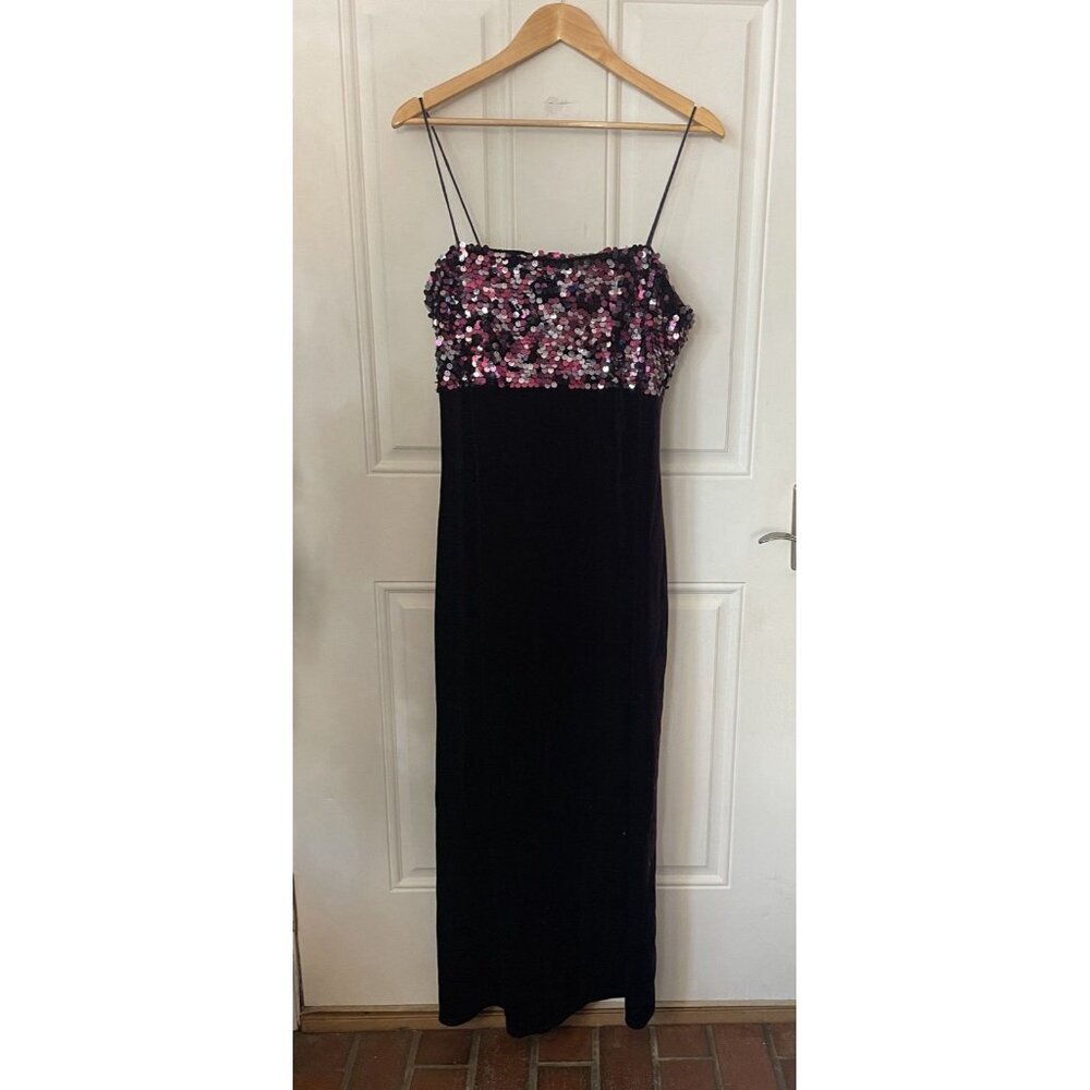 Vintage Y2K Dressbarn Womens Dress 12 Purple Velvet Sequin Babydoll Whimsigoth